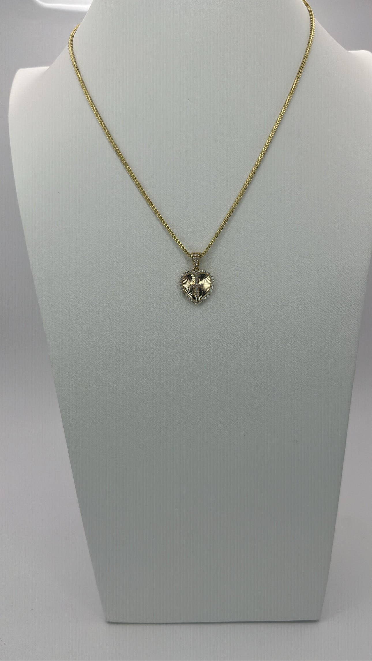 Franco chain and heart with cross pendant