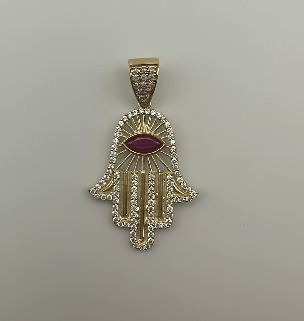 Hamsa Pendant Dark Pink