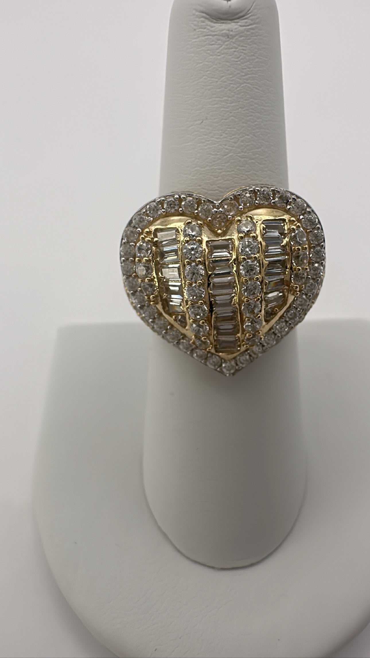 Women 3D Heart Ring CZ Stones