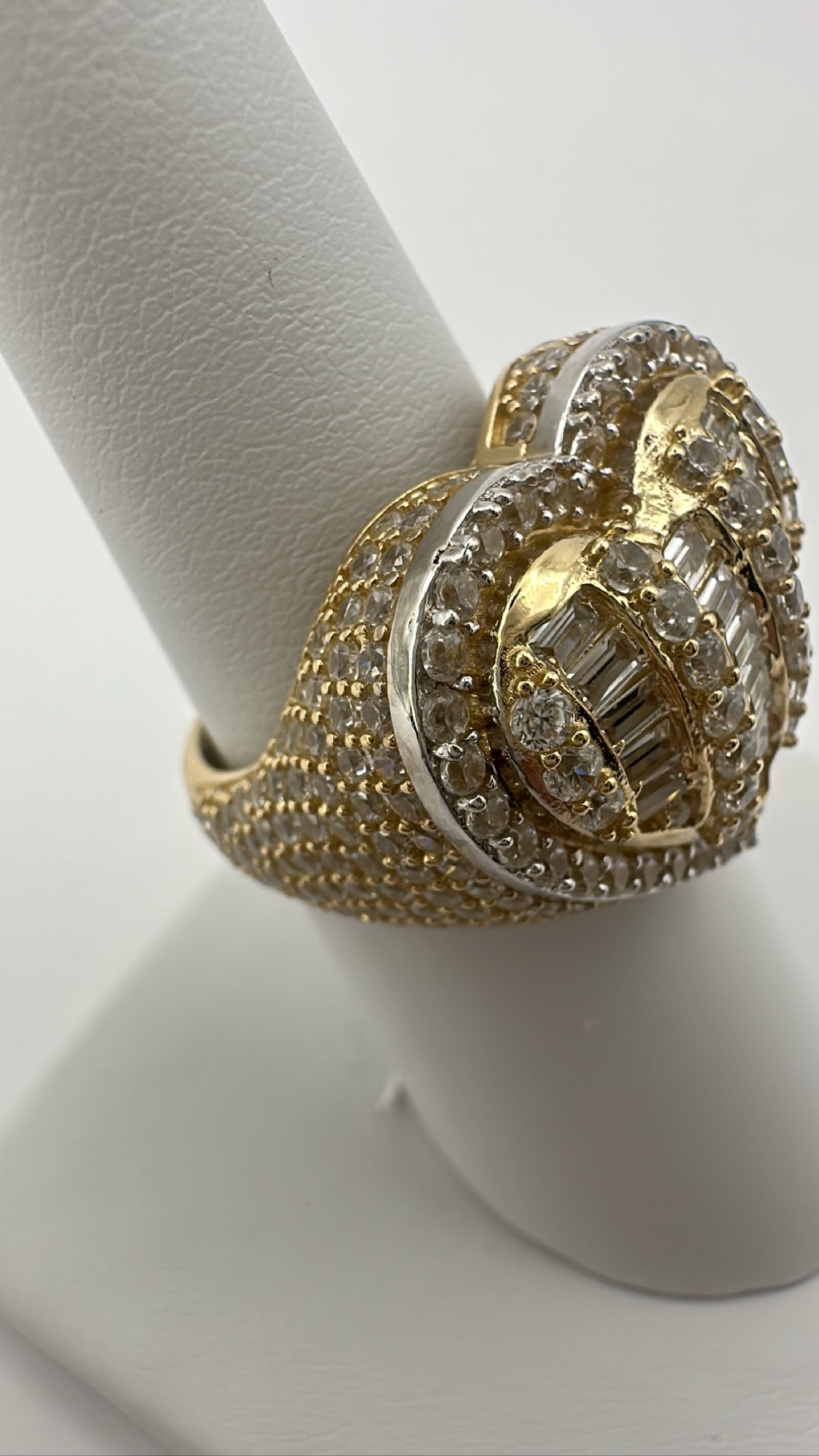 Women 3D Heart Ring CZ Stones