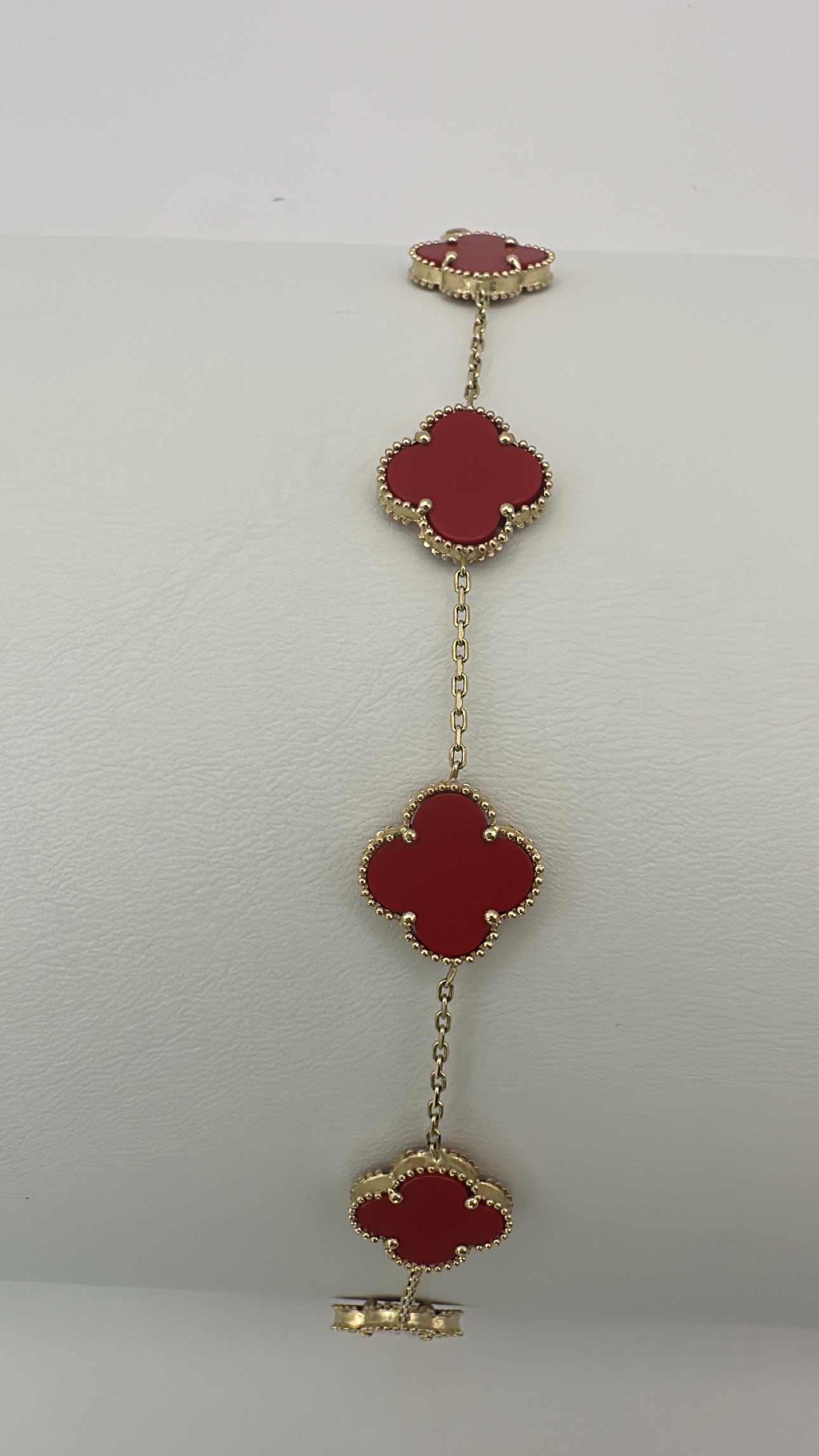 14K clover bracelet red
