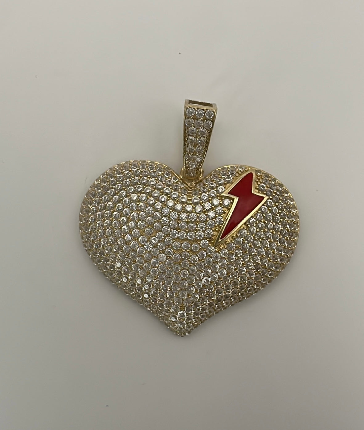 3D Heart pendant full CZ
