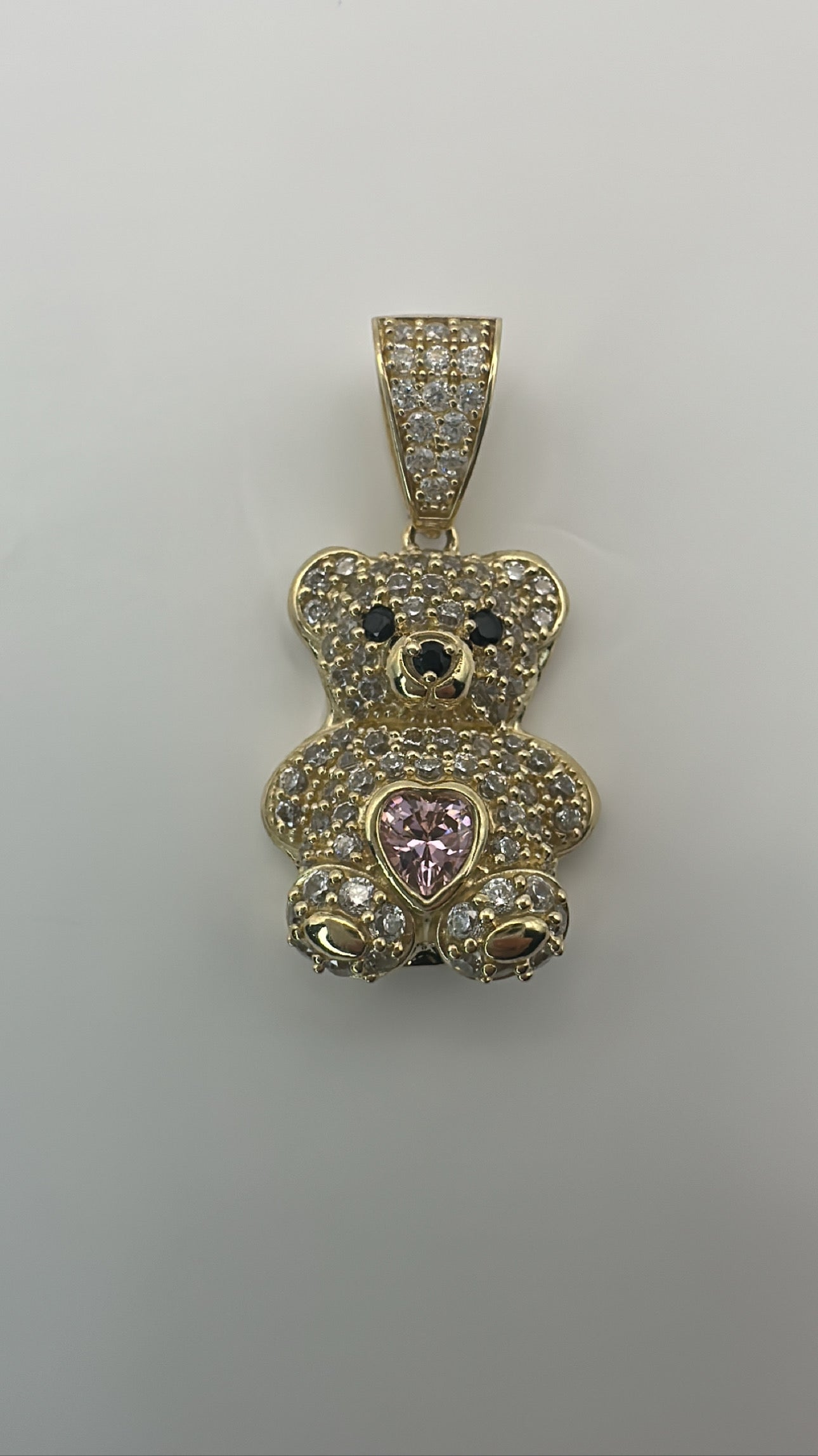 Teddy bear pendant pink heart