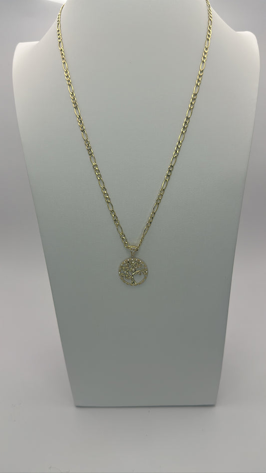 Figaro chain and tree of life pendant