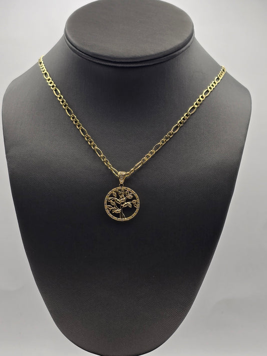 Figaro chain and tree of life pendant