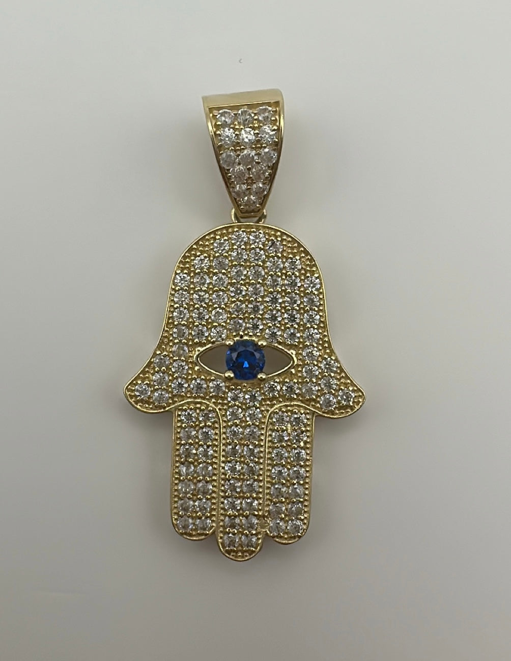 14K Hamsa Pendant Blue