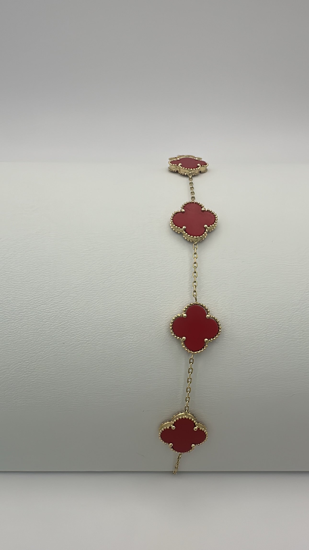 14K clover bracelet red