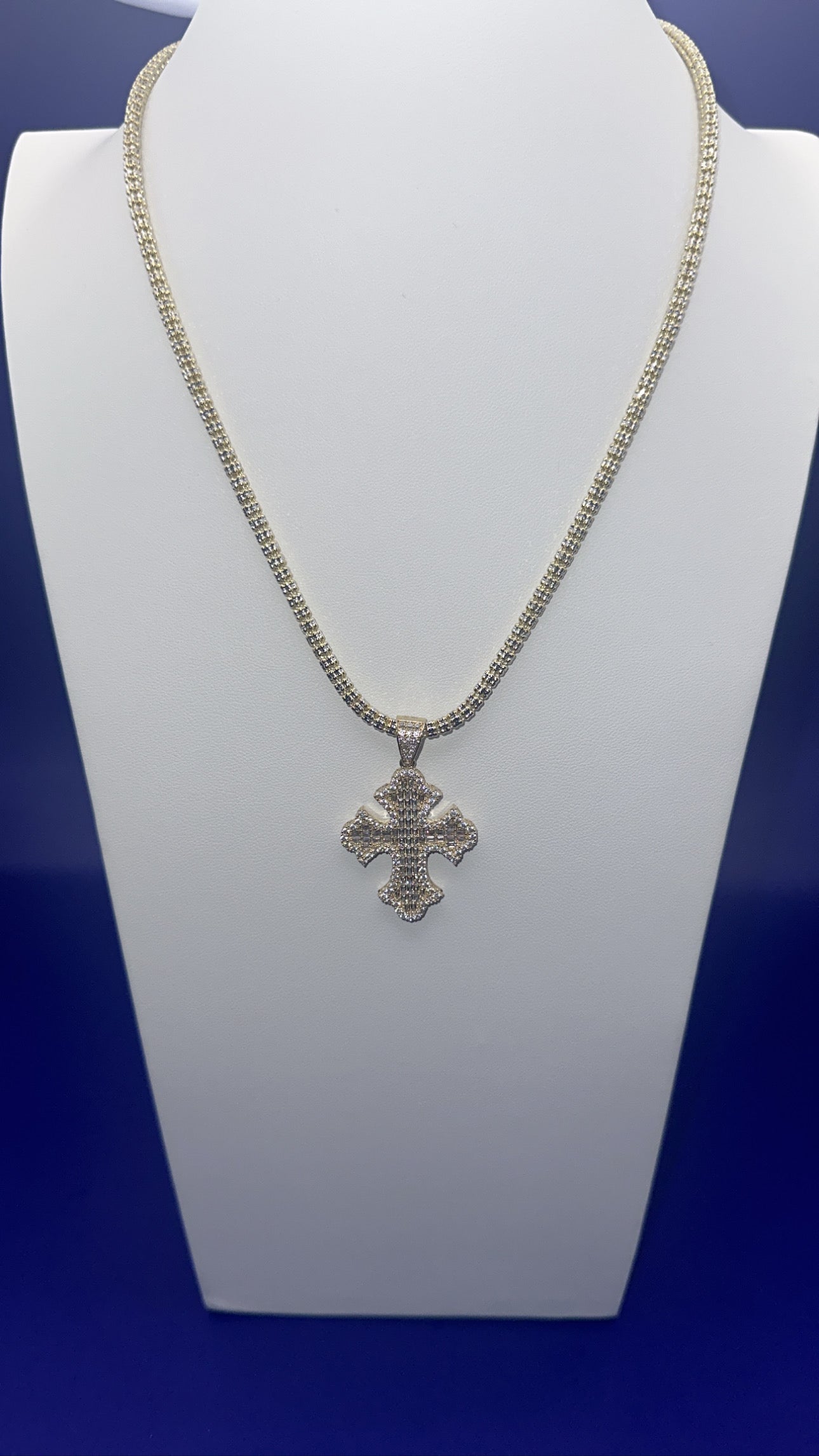 Moon Iced Chain W/ Cross Pendant