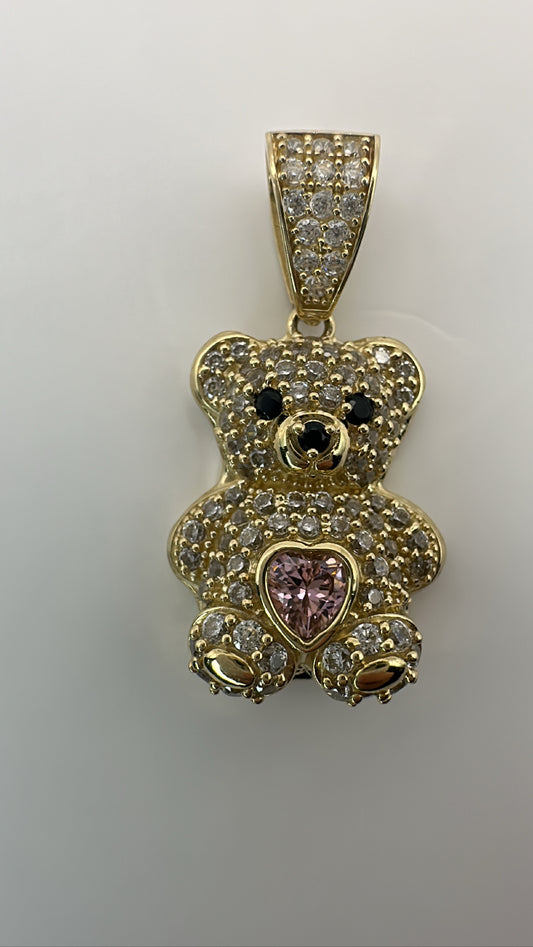 Teddy bear pendant pink heart