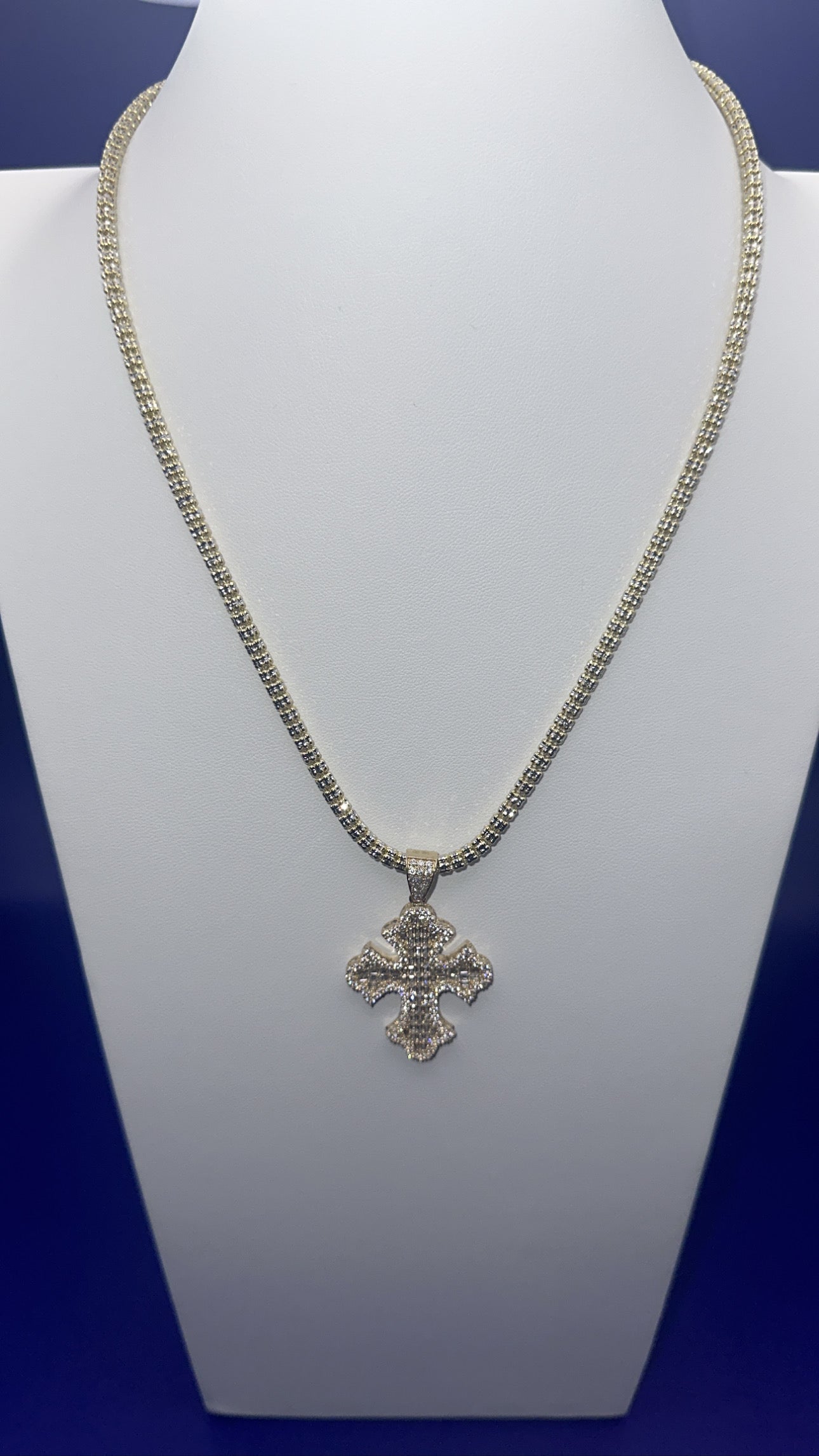 Moon Iced Chain W/ Cross Pendant