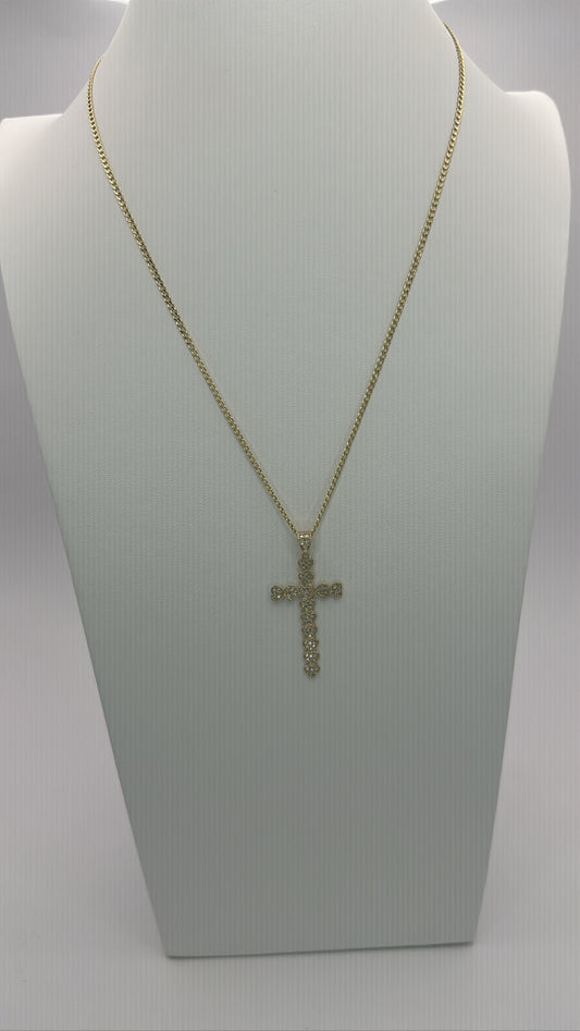 Cuban chain and cross CZ pendant
