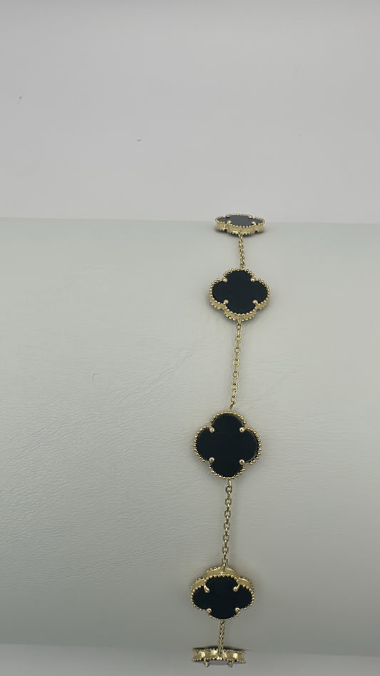 14K Clover bracelet black